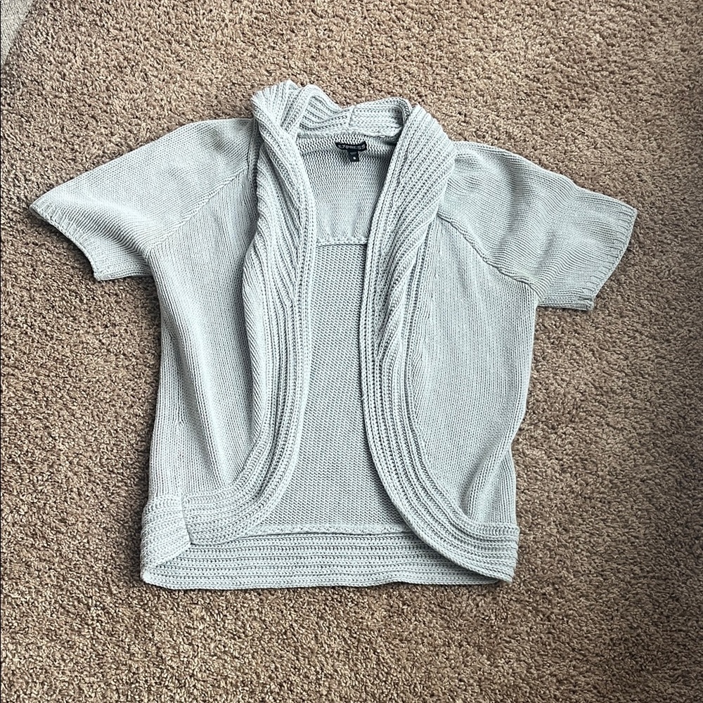 Express Light Gray Short-Sleeve Cardigan